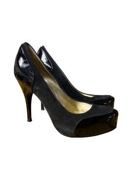 Luciano Padovan Suede Patent Leather Stiletto Heels Black Sz 35.5 (EU) Event